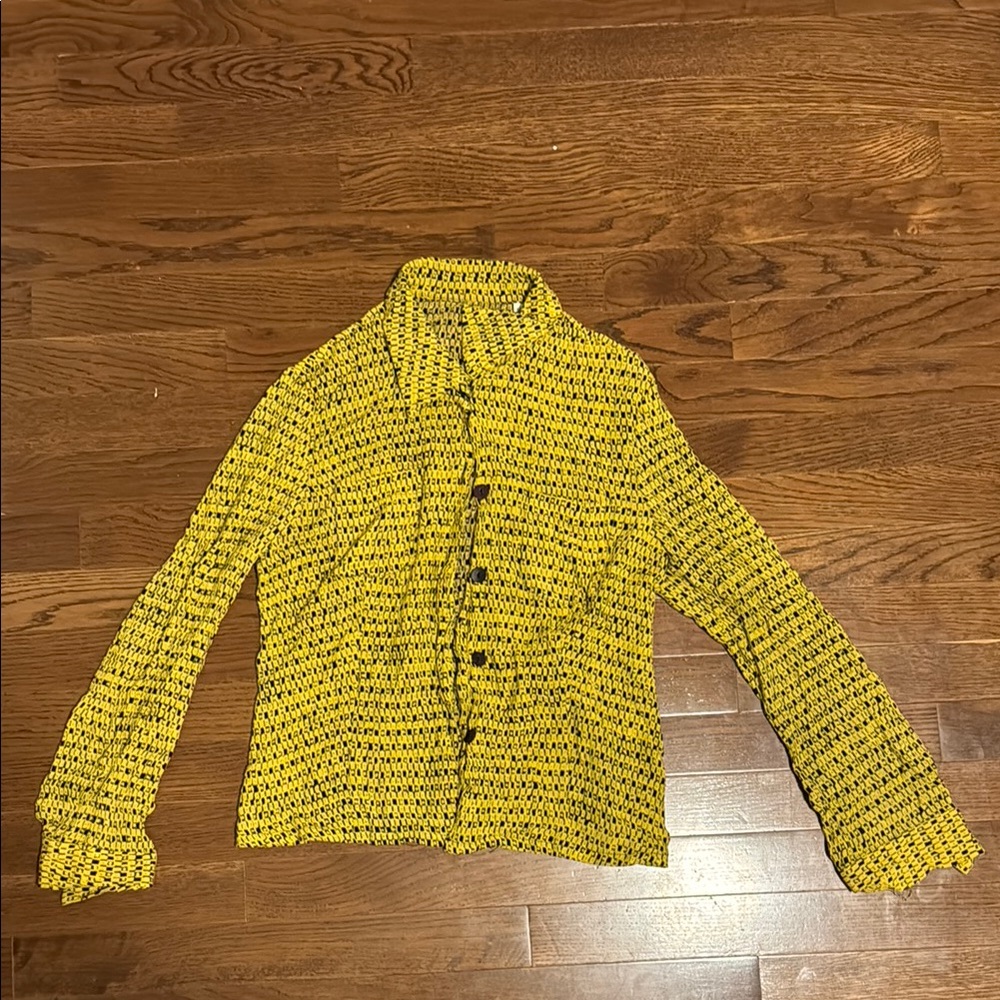 Yellow and Black Button-Up Jacket